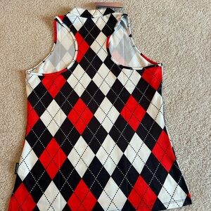 Red and Black Argyle Sleeveless Top NEVER WORN w/tags